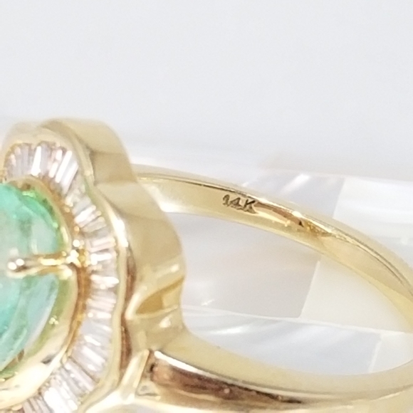 Genuine 14kt Columbian Emerald & Dia Ring  Sz 7 - Picture 8 of 8